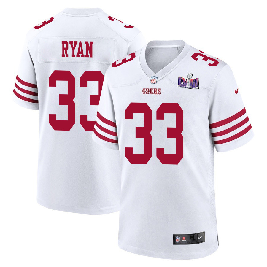 Logan Ryan 33 San Francisco 49ers Super Bowl LVIII Patch Game White NFL Jersey Men's