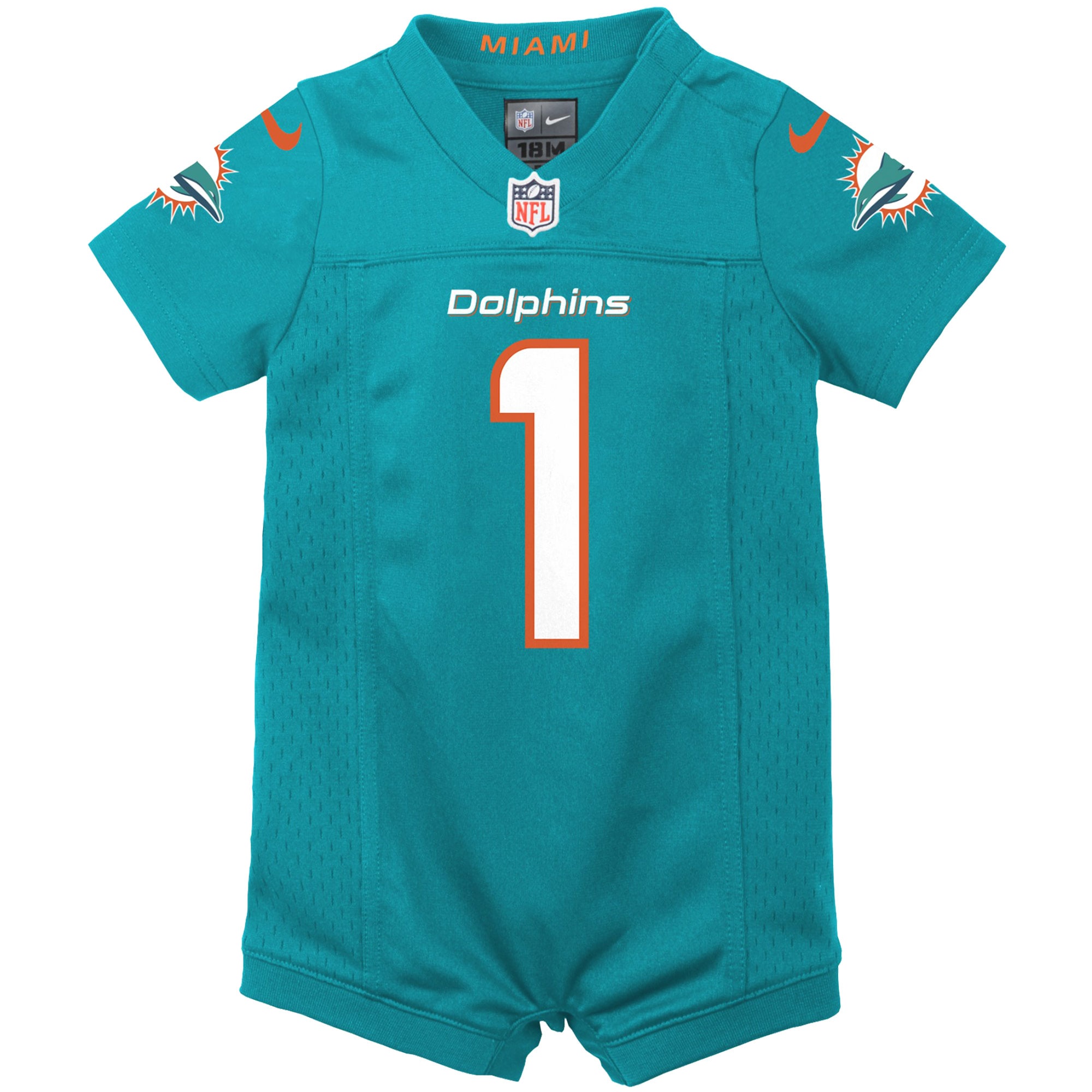 Newborn Infant Miami Dolphins Tua Tagovailoa Aqua Game Romper NFL Jersey Men's