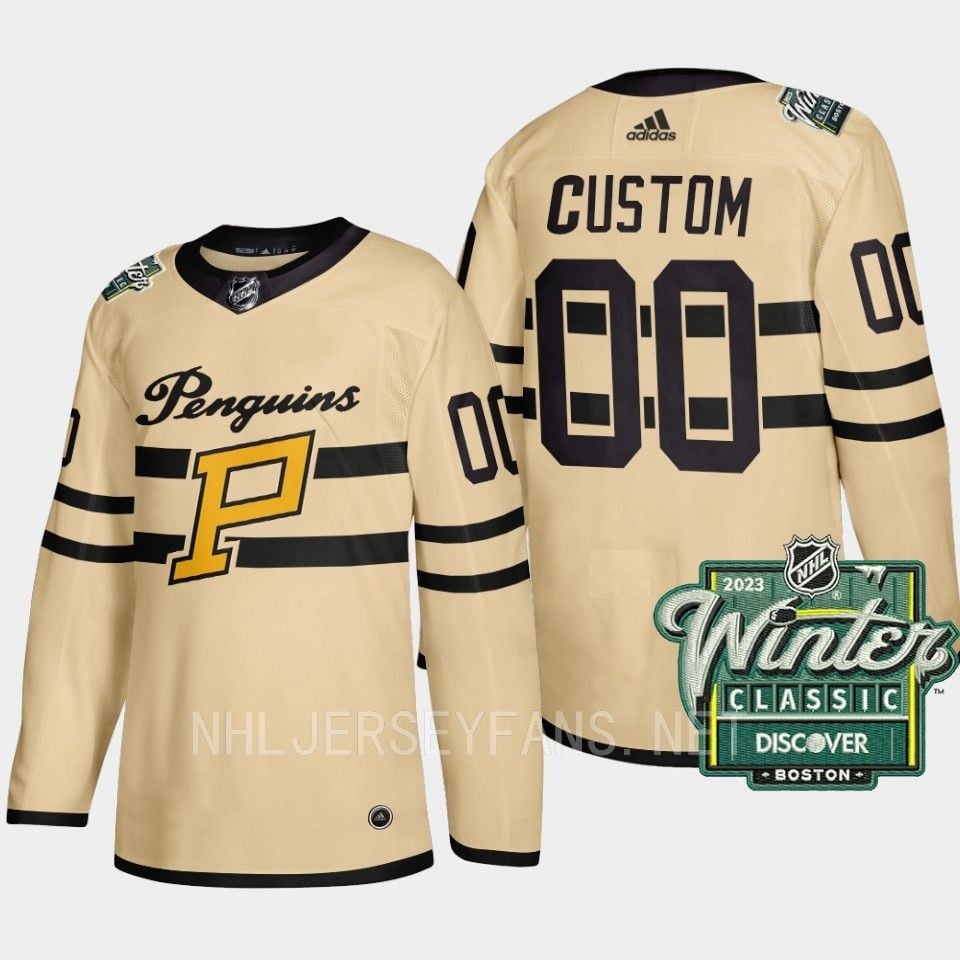 Custom 00 Pittsburgh Penguins 2023 Winter Classic Cream NHL Jersey Men's