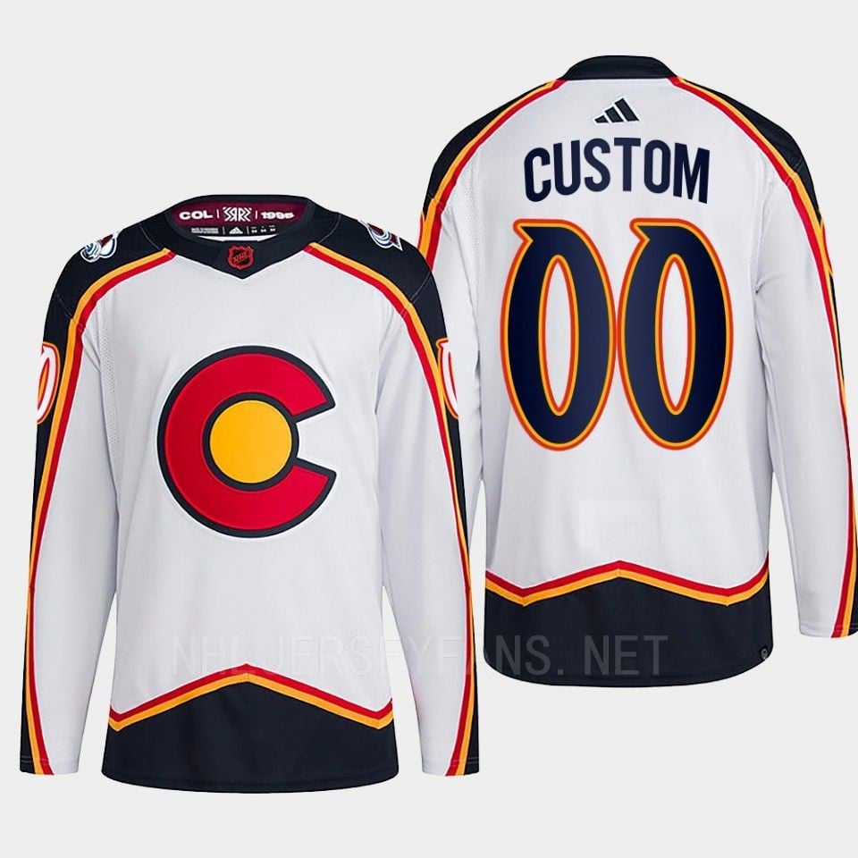 Custom 00 Reverse Retro 2.0 2022 Colorado Avalanche White Primegreen NHL Jersey Men's