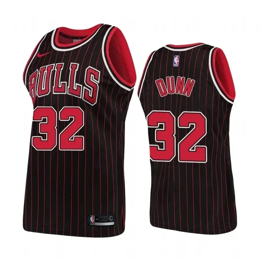 Chicago Bulls 32 Kris Dunn Hardwood Classics Black NBA Jersey Men's