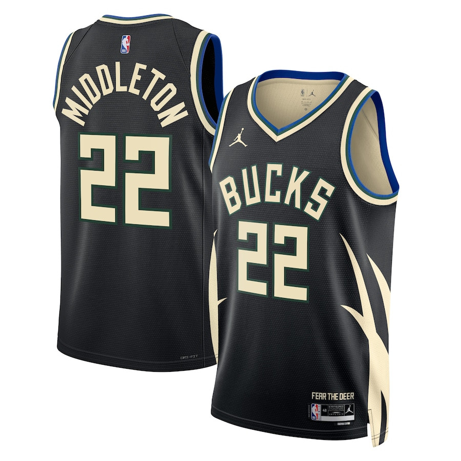 Khris Middleton 22 Milwaukee Bucks Unisex Swingman Statement Edition Black NBA Jersey Unisex