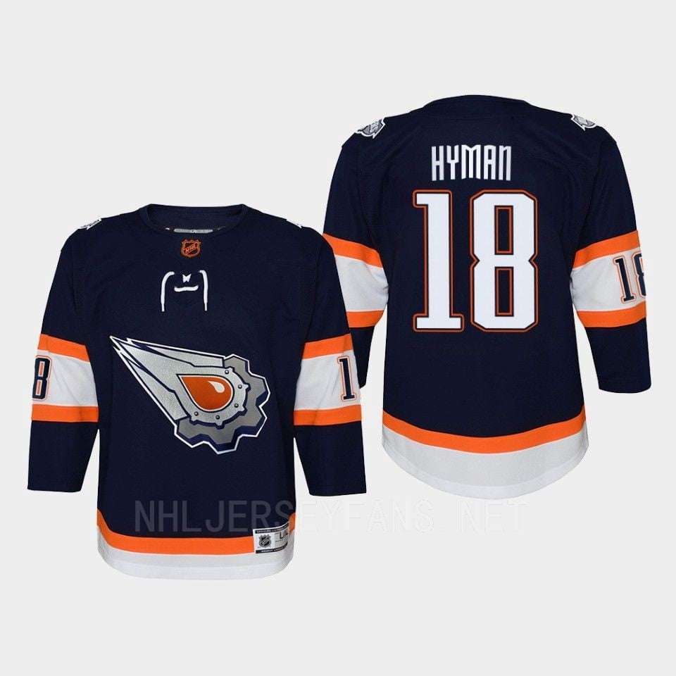 Edmonton Oilers Zach Hyman 18 Special Edition 2.0 Retro Navy NHL Jersey Youth