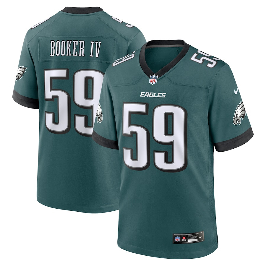Thomas Booker IV 59 Philadelphia Eagles Team Game Midnight Green NFL Jersey Men's
