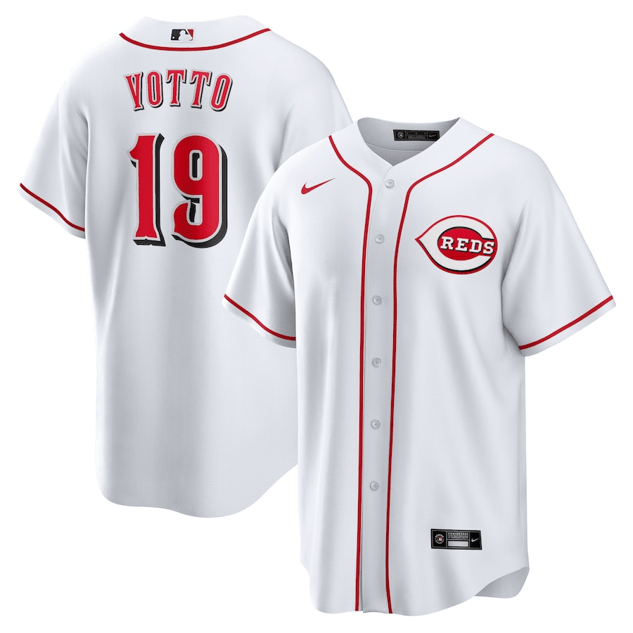 Joey Votto 19 Cincinnati Reds Home White MLB Jersey Men's