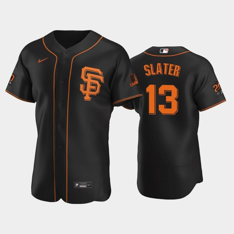 Black San Francisco Giants 13 Austin Slater Alternate MLB Jersey Men's
