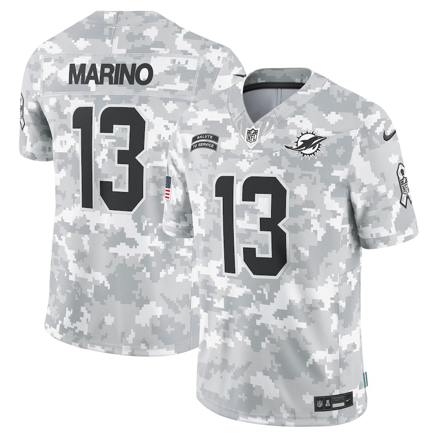 Dan Marino 13 Miami Dolphins 2024 Salute to Service Retired Player Limited Arctic Camo NFL Jersey Men's