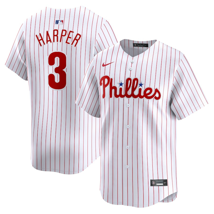 Bryce Harper 3 Philadelphia Phillies Home Limited White MLB Jersey Men's
