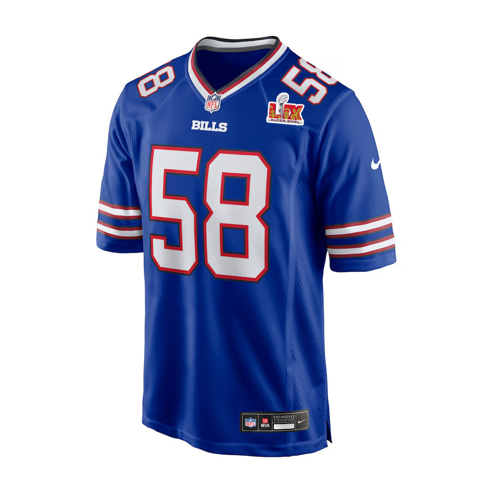 Matt Milano #58 Buffalo Bills Super Bowl LIX Royal NFL Jersey Men's