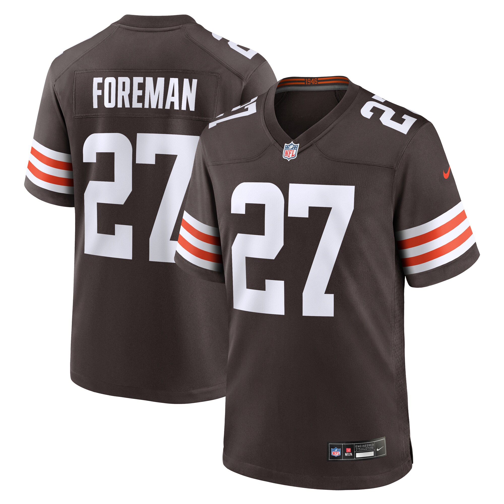 Cleveland Browns D'Onta Foreman Brown Team Game NFL Jersey Men's