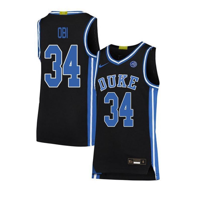34 Sean Obi Black Elite Duke Blue Devils NCAA Jersey Men's