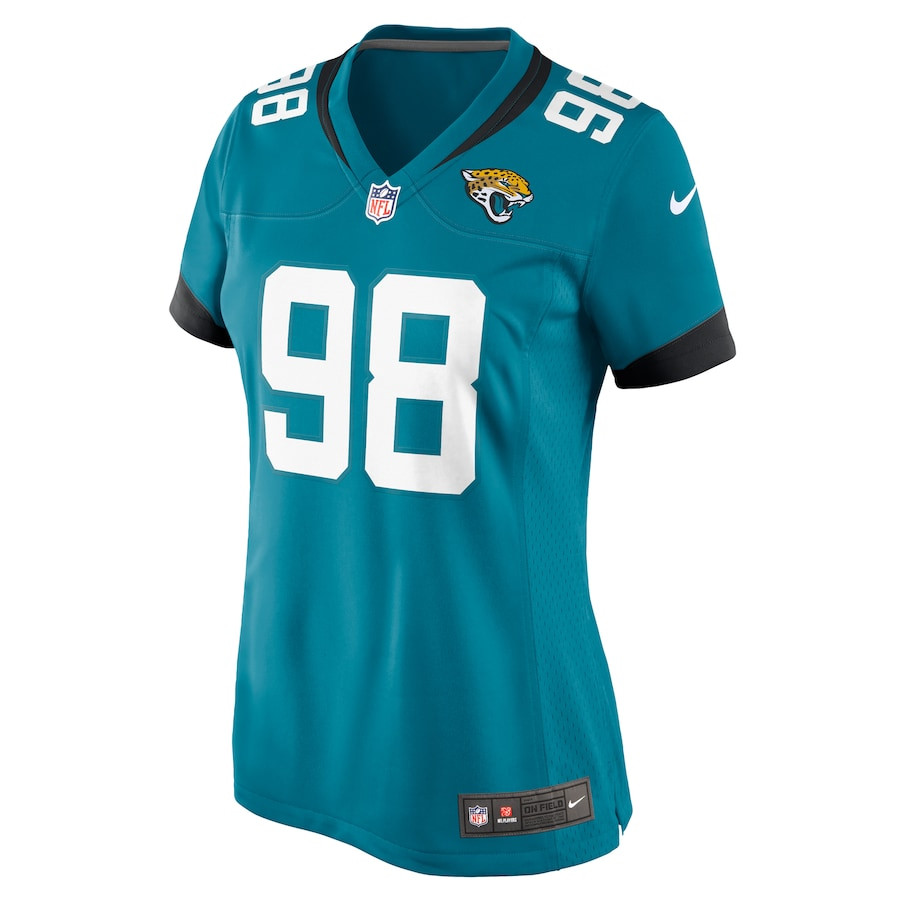Jordan Jefferson 98 Jacksonville Jaguars Game Teal NFL Jersey Women's