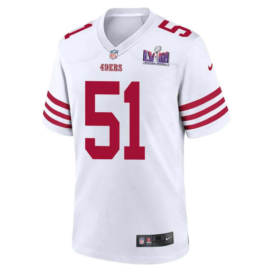 Robert Beal Jr. 51 San Francisco 49ers Super Bowl LVIII Patch Game White NFL Jersey Men's