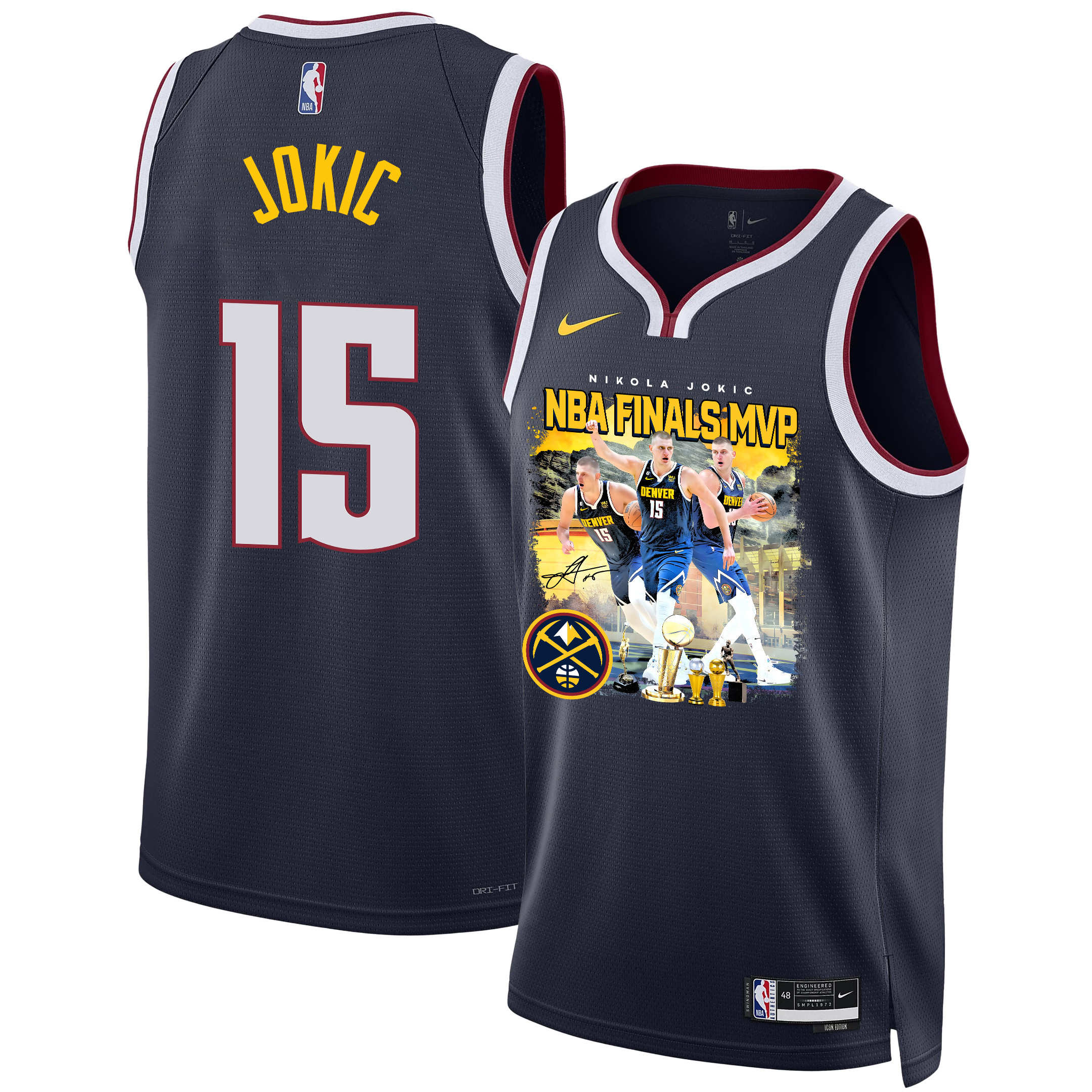 Nikola Jokic Denver's MVP-Crowned Leader 2023 Final Champions Swingman Black NBA Jersey Men's
