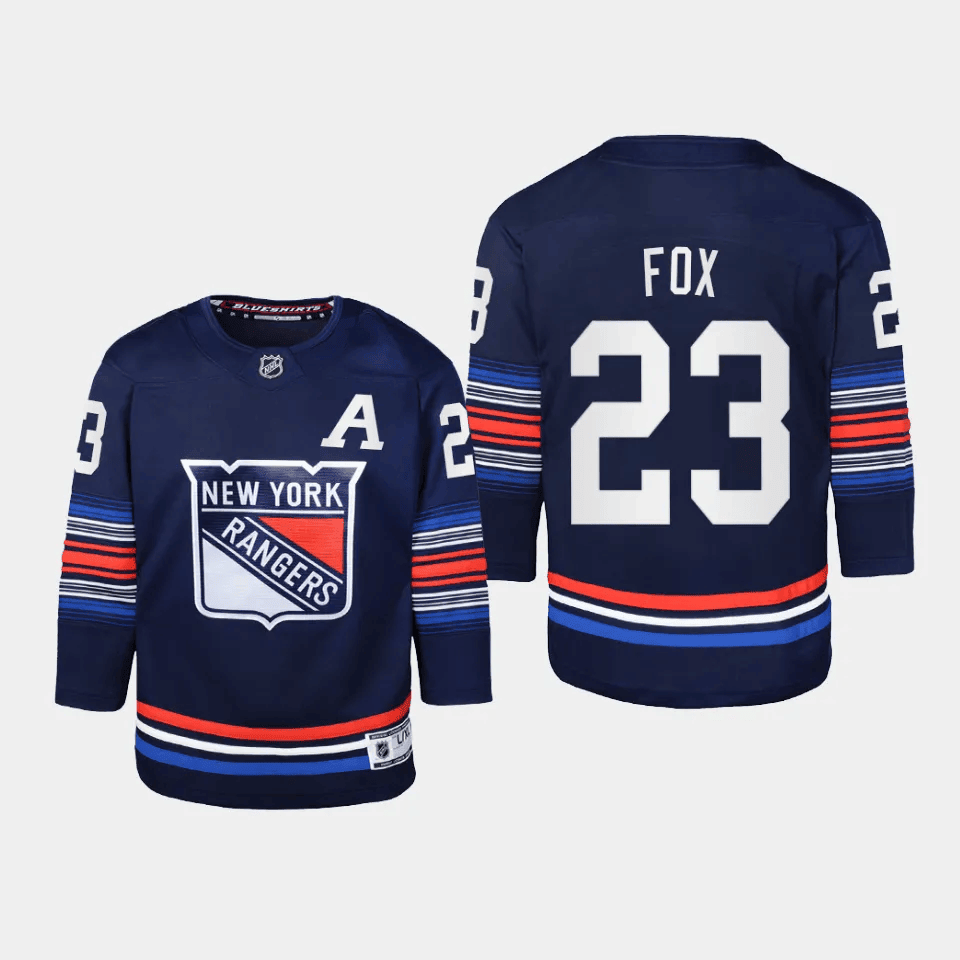 Adam Fox 23 New York Rangers 2024 Alternate Third Navy NHL Jersey Youth