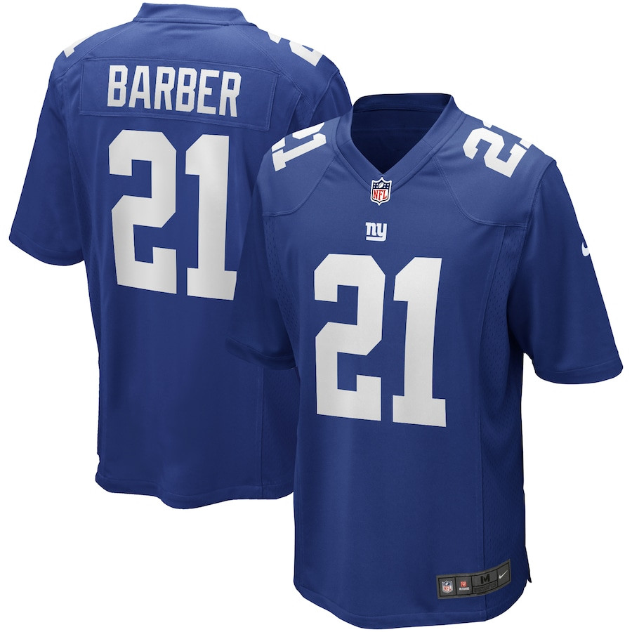 Tiki Barber 21 New York Giants Game Retired Royal NFL Jersey Men's