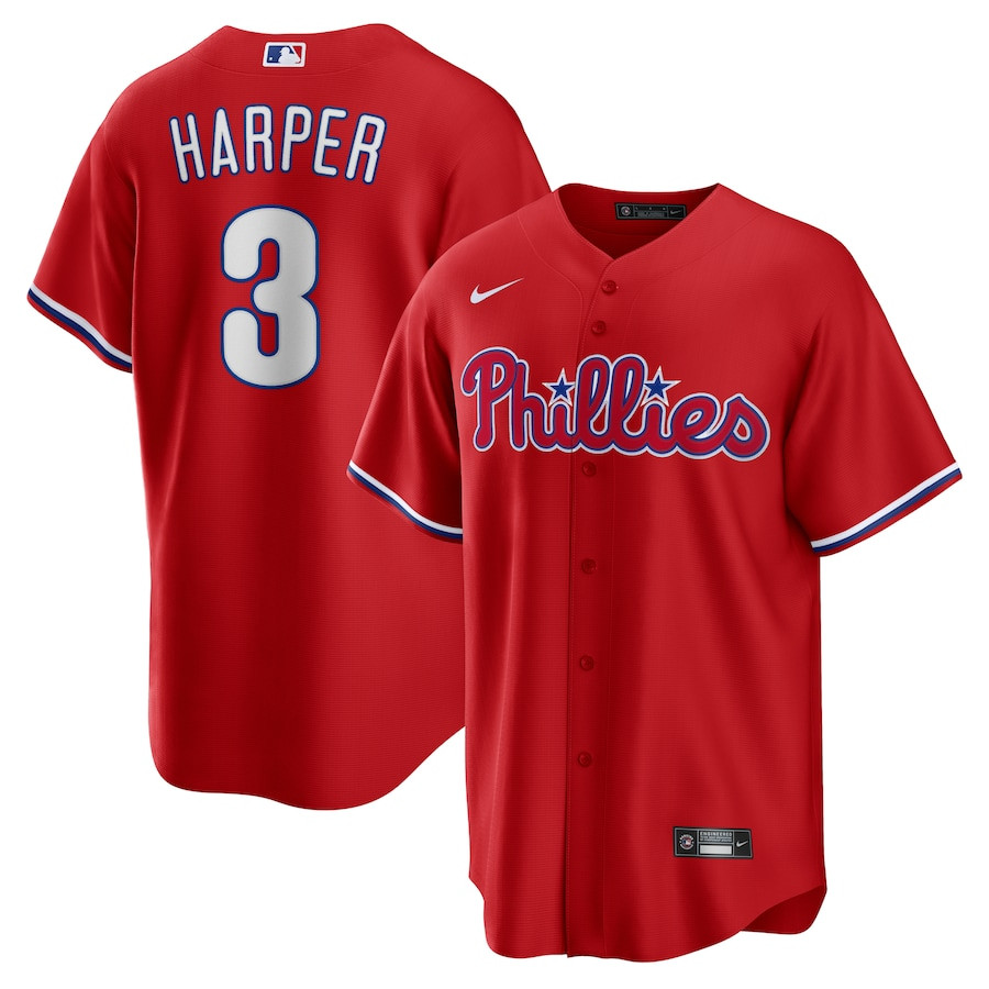 Bryce Harper 3 Philadelphia Phillies Alternate Red MLB Jersey Men's