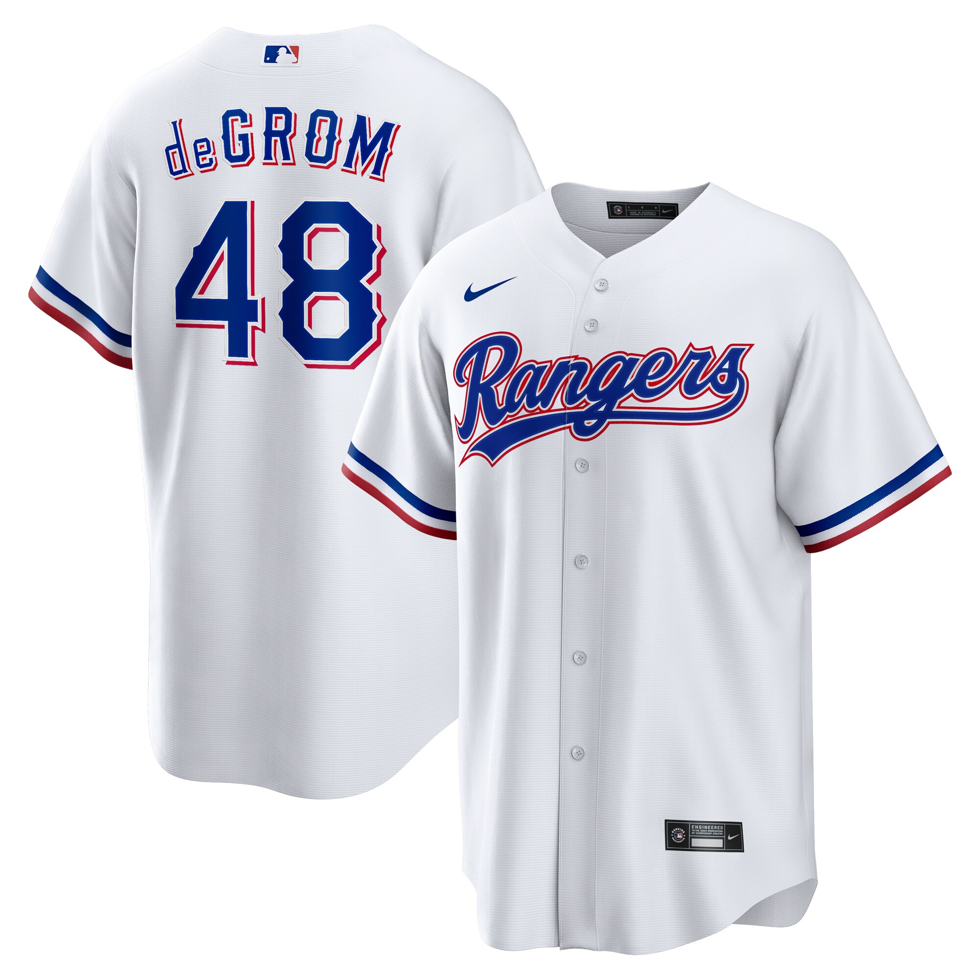 Texas Rangers Jacob deGrom White Home Player MLB Jersey Men's