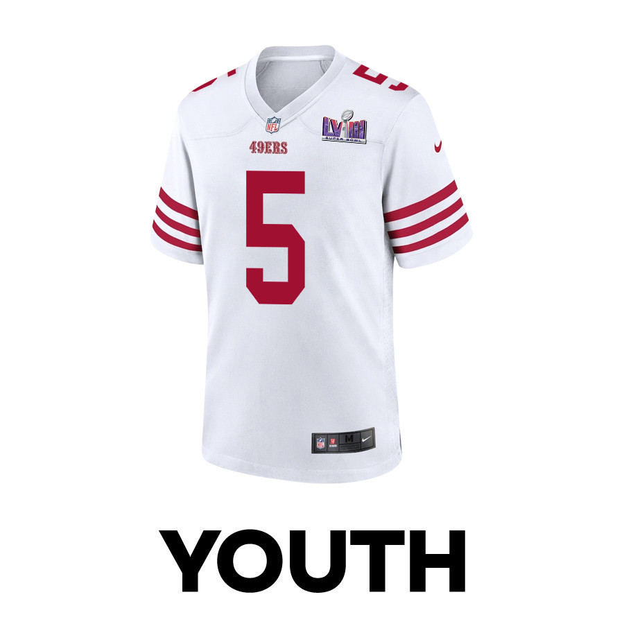 Randy Gregory 5 San Francisco 49ers Super Bowl LVIII Patch Game White NFL Jersey Youth