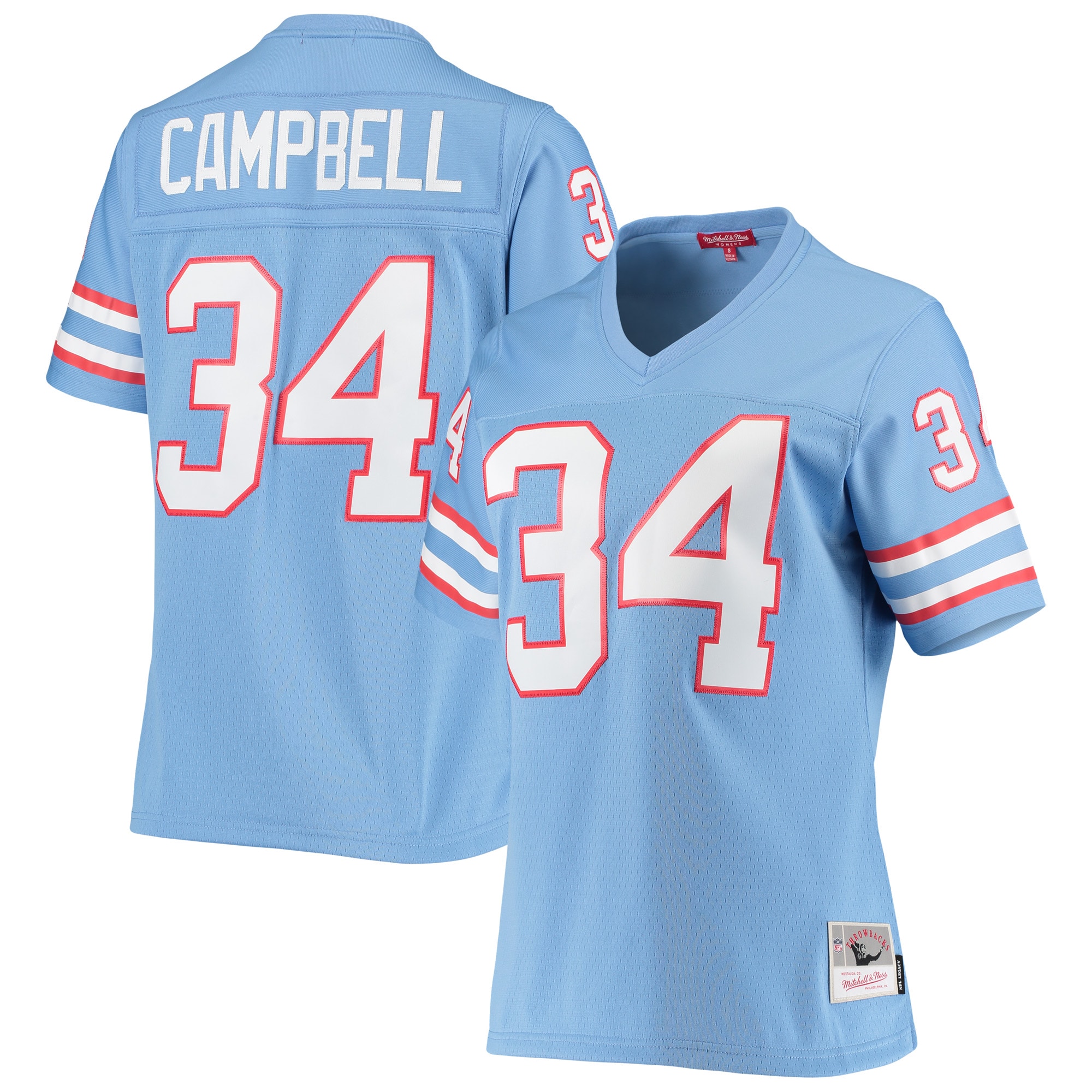 Houston Oilers Earl Campbell Mitchell Ness Light Blue 1980 Legacy NFL Jersey Women's