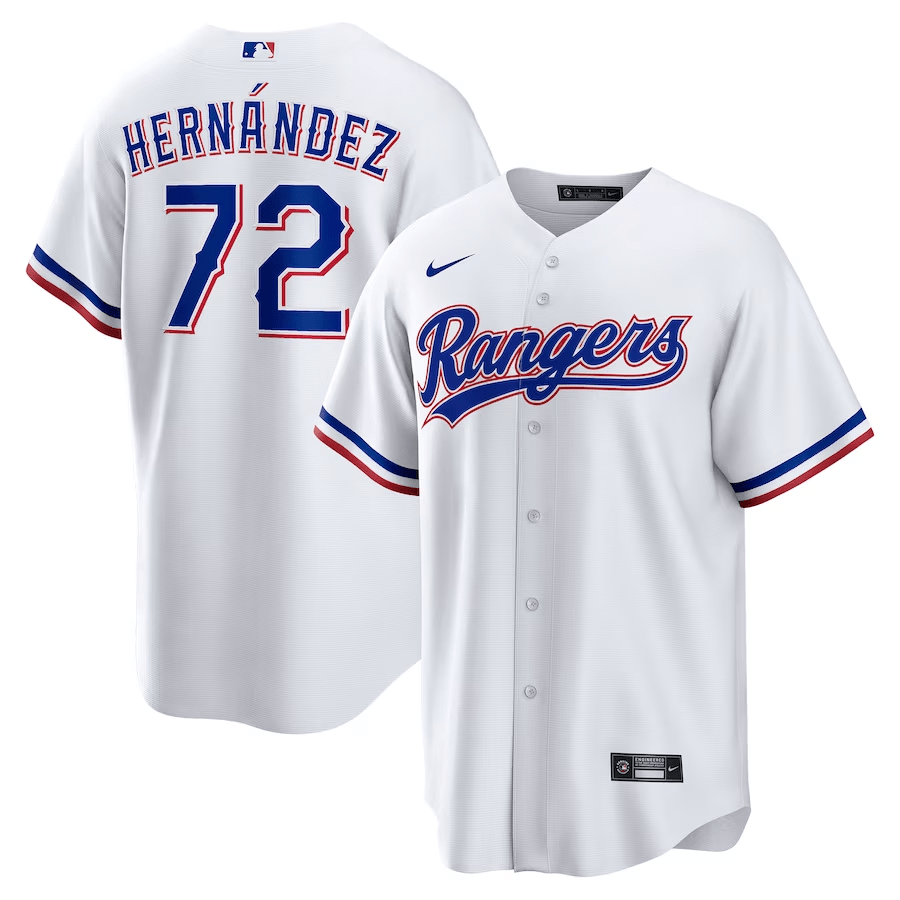 Jonathan Hern?ndez 72 Texas Rangers Home White MLB Jersey Men's