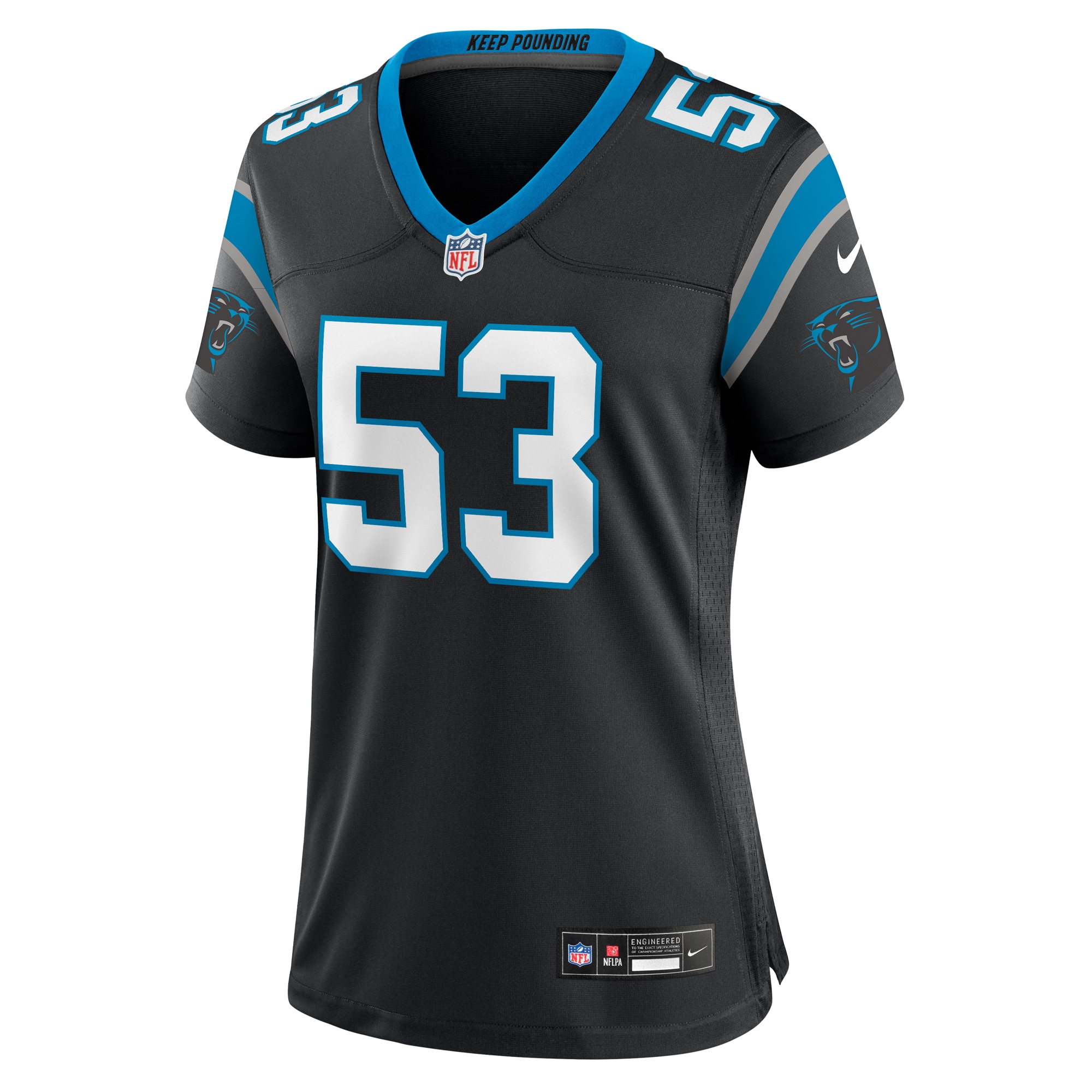 Carolina Panthers Claudin Cherelus Black Team Game NFL Jersey Women's