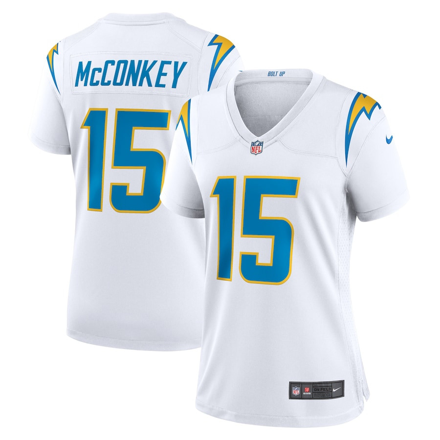 Ladd McConkey 15 Los Angeles Chargers Game White NFL Jersey Women's