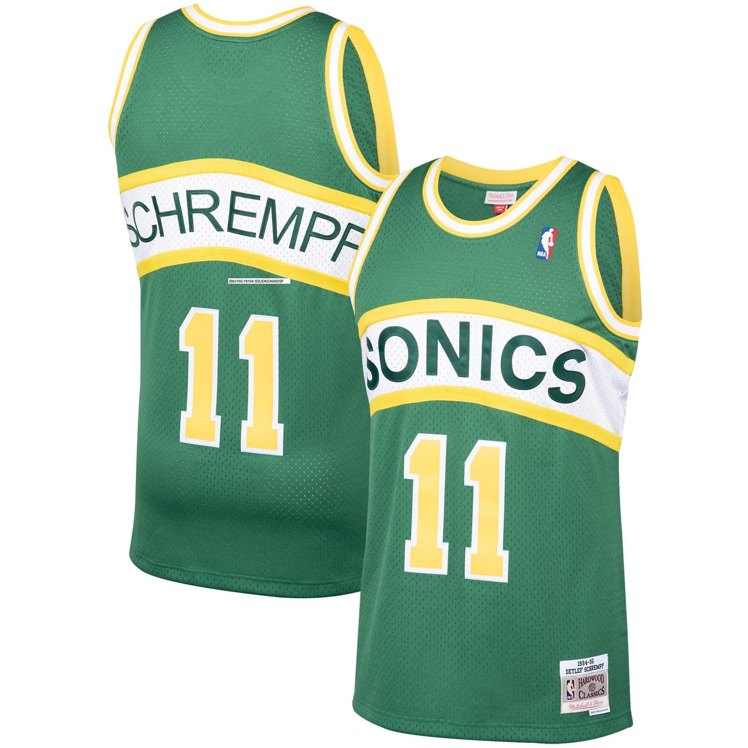 Mitchell Ness Detlef Schrempf Green Seattle SuperSonics 1994-95 Hardwood Classics Swingman Player NBA Jersey Men's