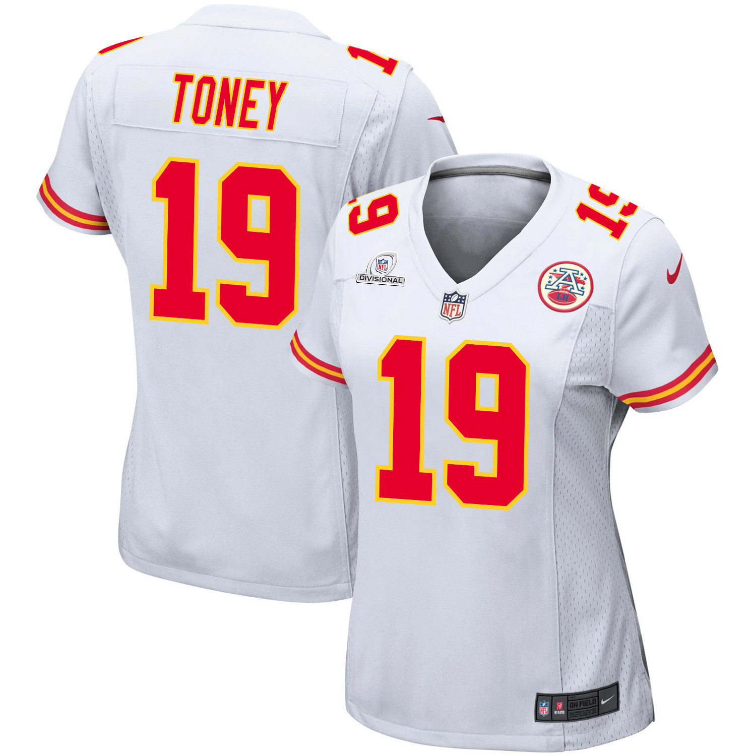 Kadarius Toney 19 Kansas City Chiefs Super Bowl LVIII Patch Game White NFL Jersey Women's