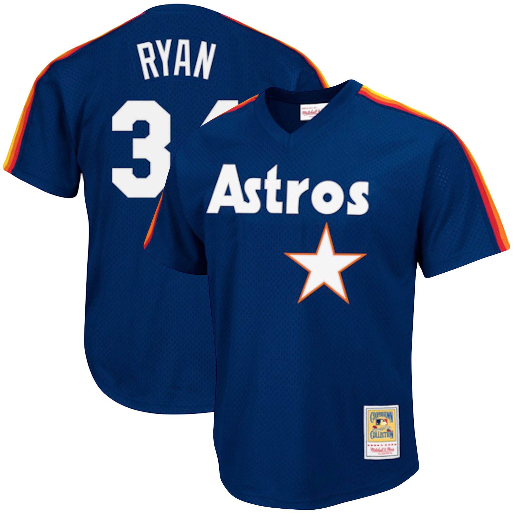 Houston Astros Nolan Ryan Mitchell Ness Navy Cooperstown Collection Big Tall Mesh Batting Practice MLB Jersey Men's