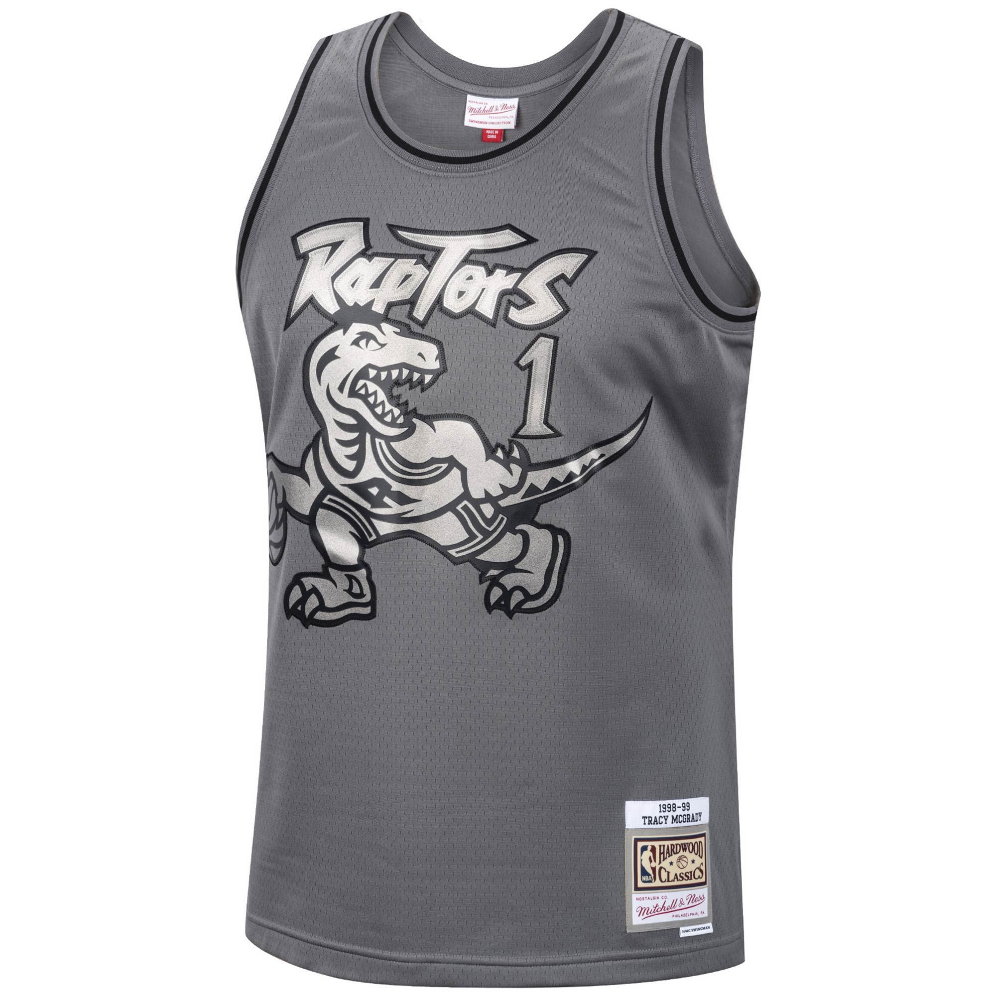 Tracy Mcgrady Toronto Raptors Mitchell Ness Hardwood Classics Retired Player 1998/99 Metal Works Swingman ??Charcoal NBA Jersey Men's
