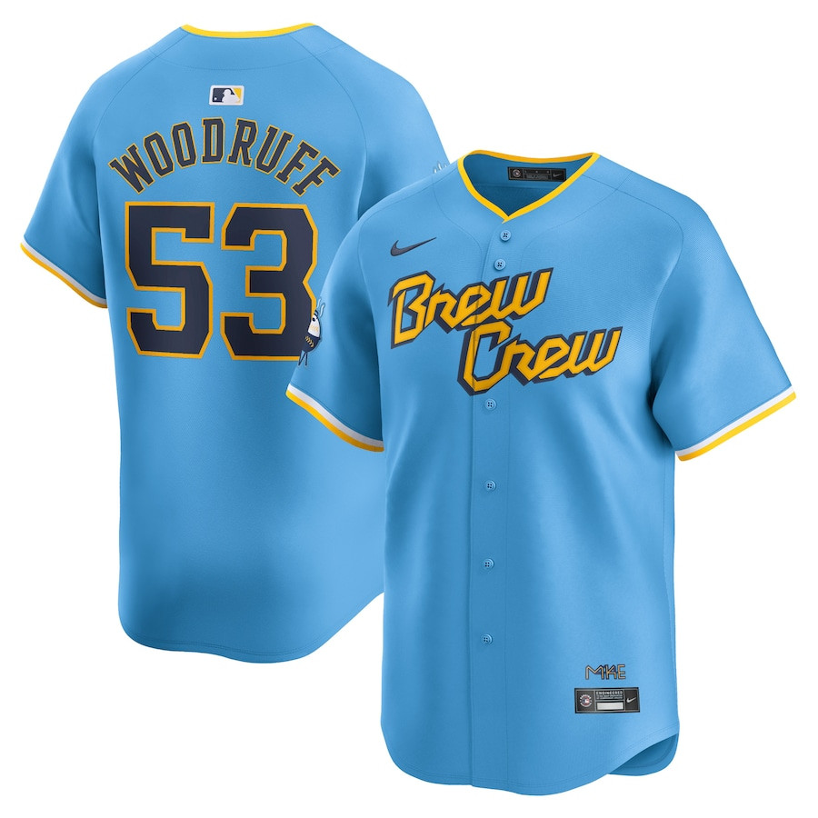 Brandon Woodruff 53 Milwaukee Brewers City Connect Limited Powder Blue MLB Jersey Men's