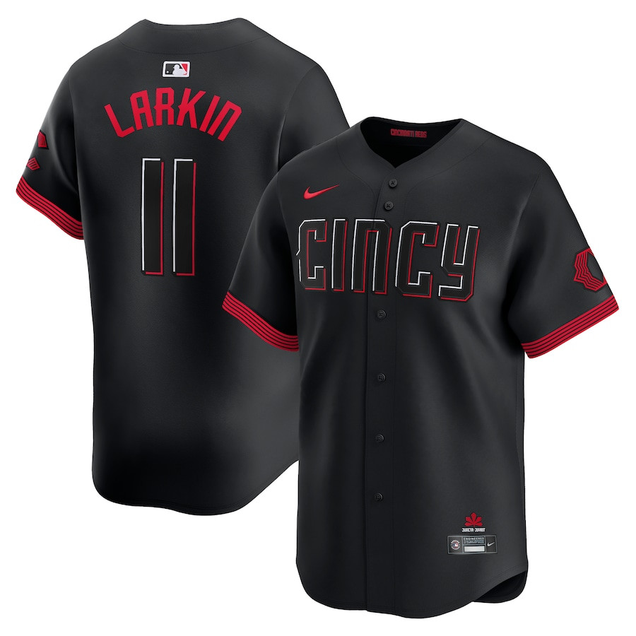 Barry Larkin 11 Cincinnati Reds City Connect Limited Player Black MLB Jersey Men's