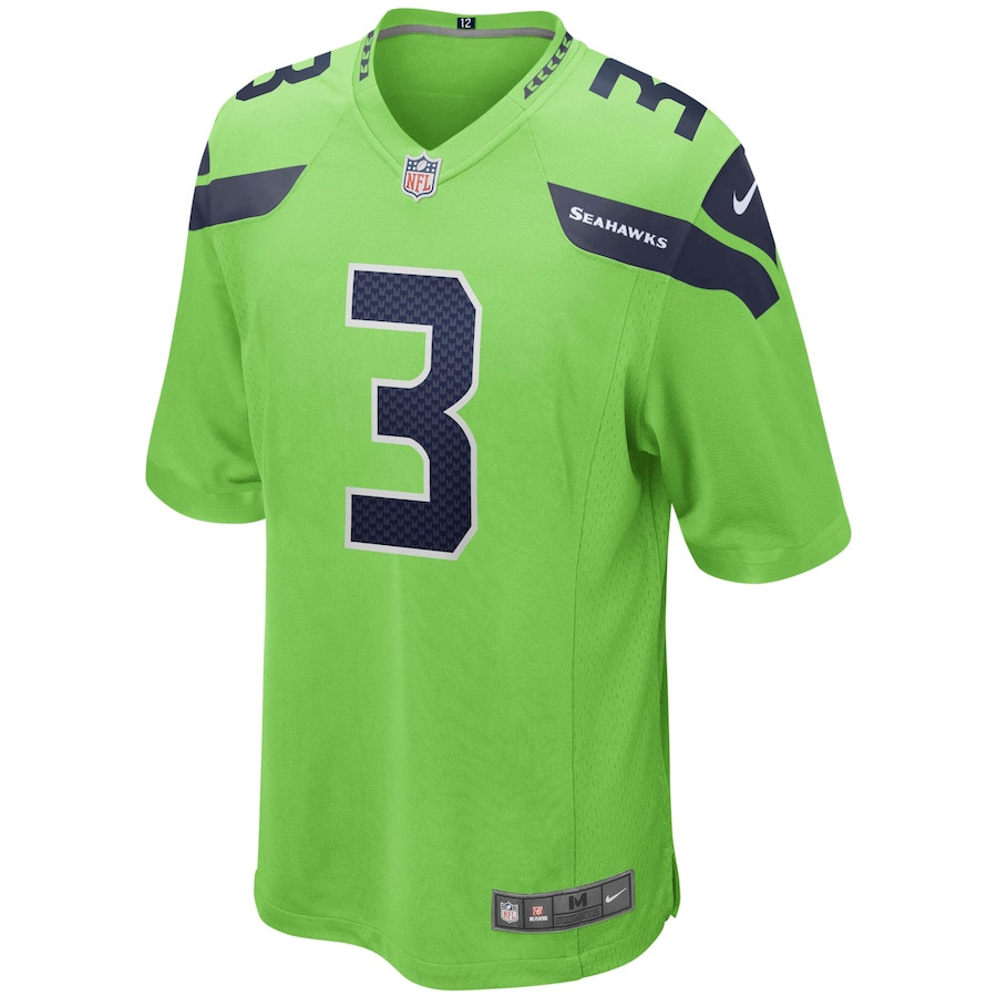 Russell Wilson 3 Seattle Seahawks Alternate Game Neon Green NFL Jersey Men's