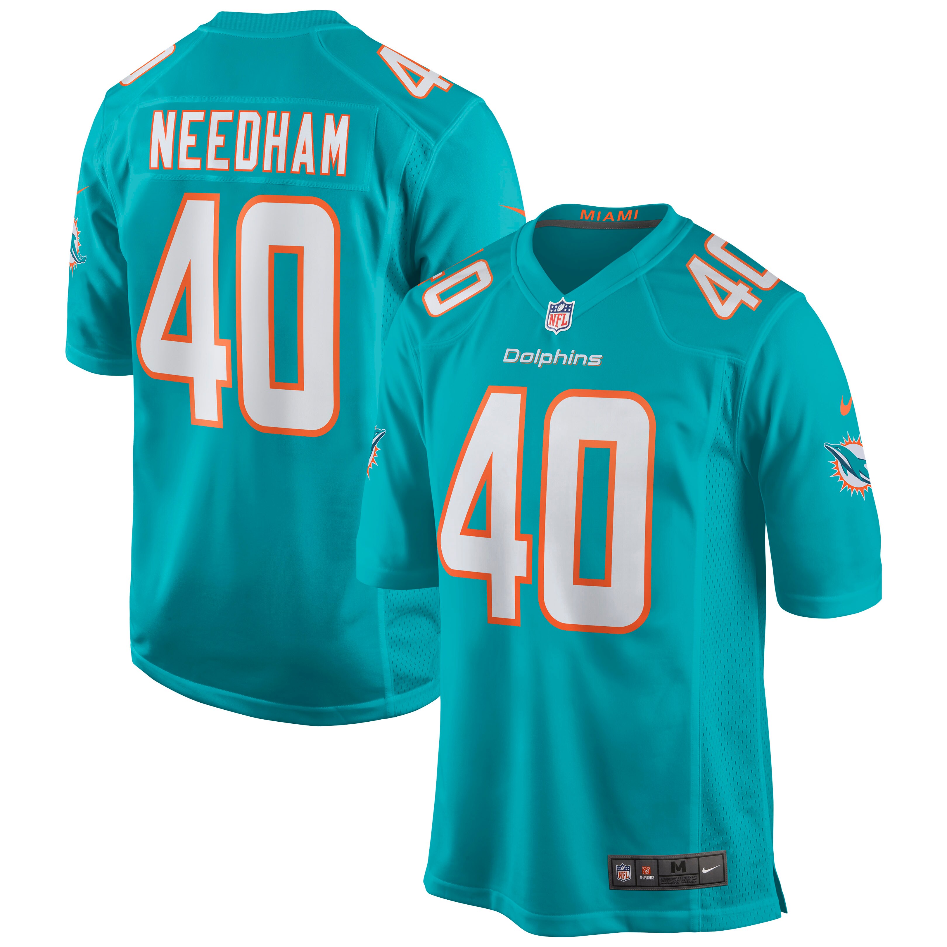 Miami Dolphins Nik Needham Aqua Game NFL Jersey Men's