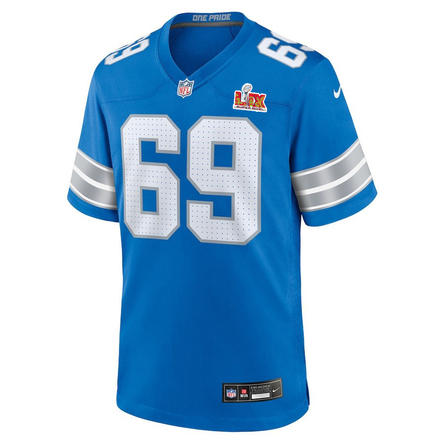 Al-Quadin Muhammad #69 Detroit Lions Super Bowl LIX Blue NFL Jersey Men's