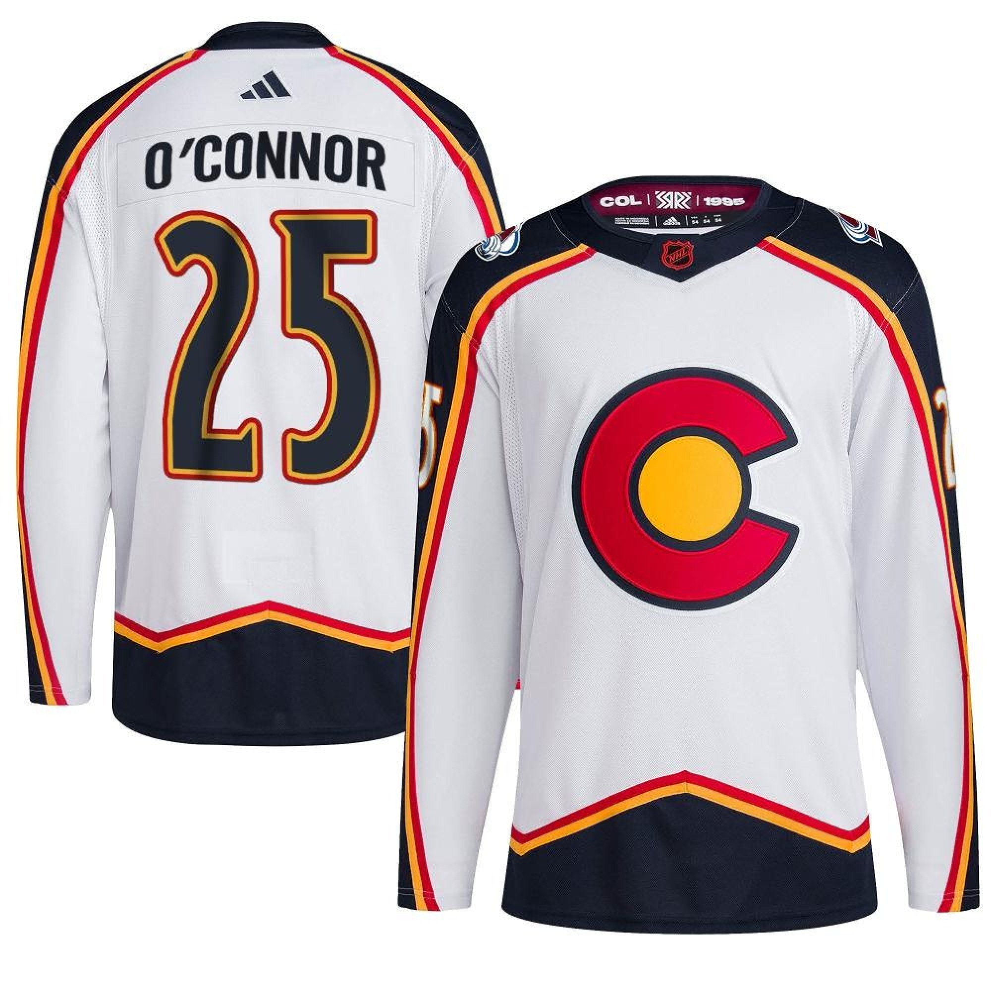 Logan O'Connor #25 Reverse Retro 2.0 2022 Colorado Avalanche White Primegreen NHL Jersey Men's