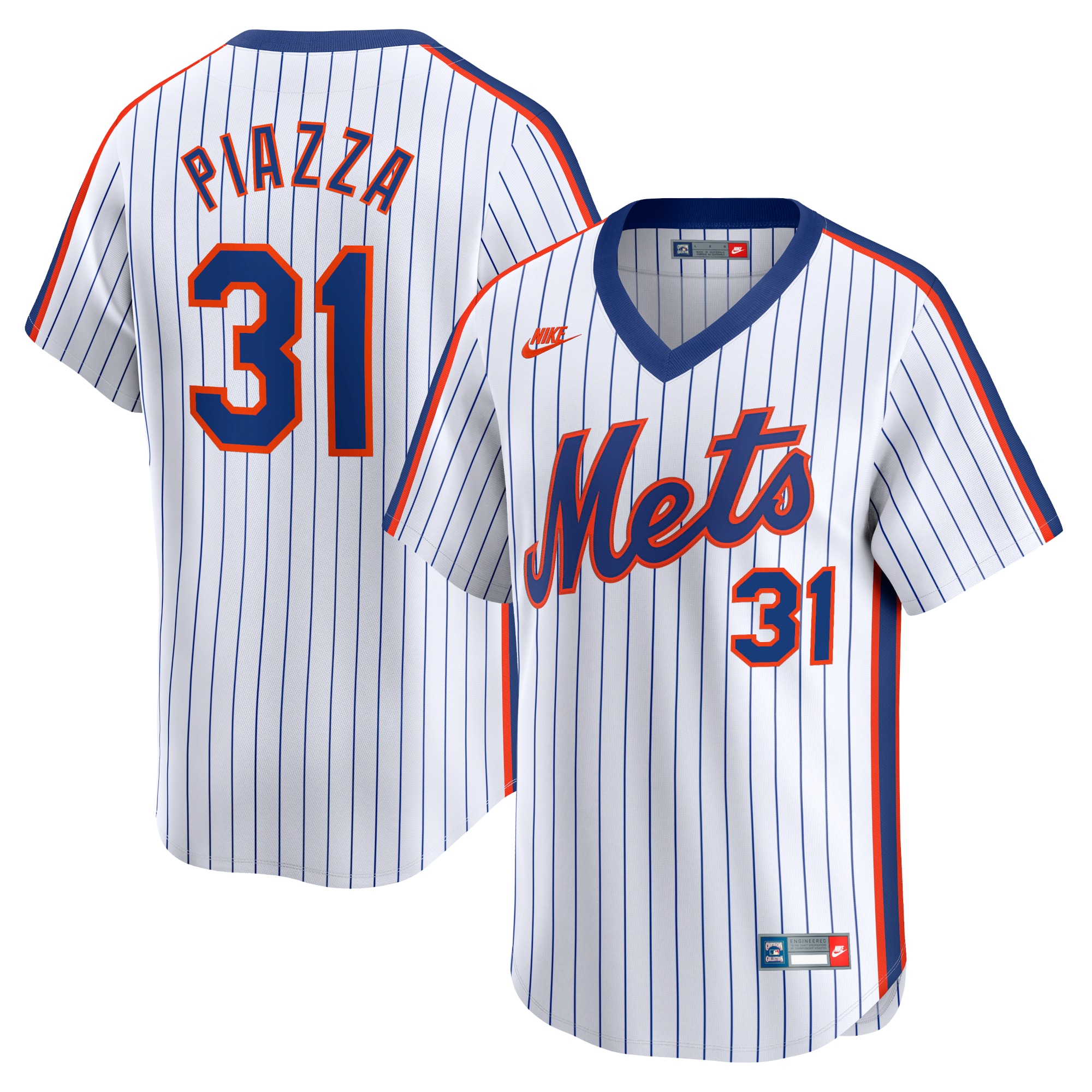 New York Mets Mike Piazza White Throwback Cooperstown Limited MLB Jersey Men's