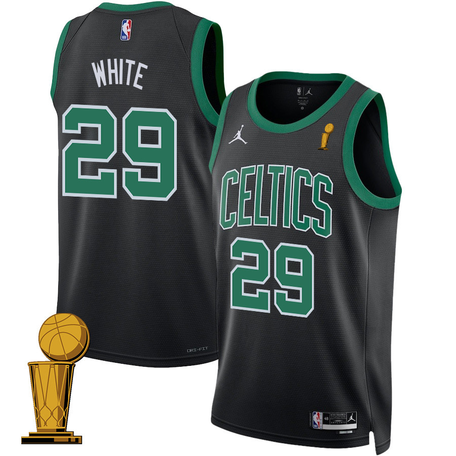 Derric White 29 Boston Celtics 2024 FINALS CHAMPIONS Swingman Statement Edition Black NBA Jersey Men's