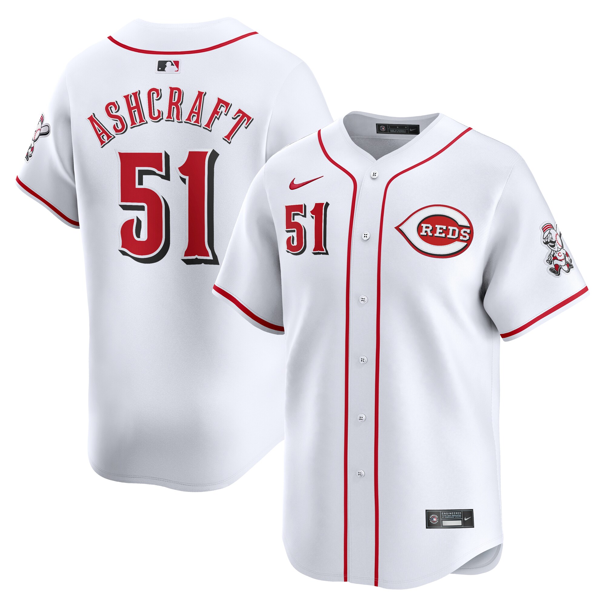 Cincinnati Reds Graham Ashcraft White Home Limited Player MLB Jersey Men's