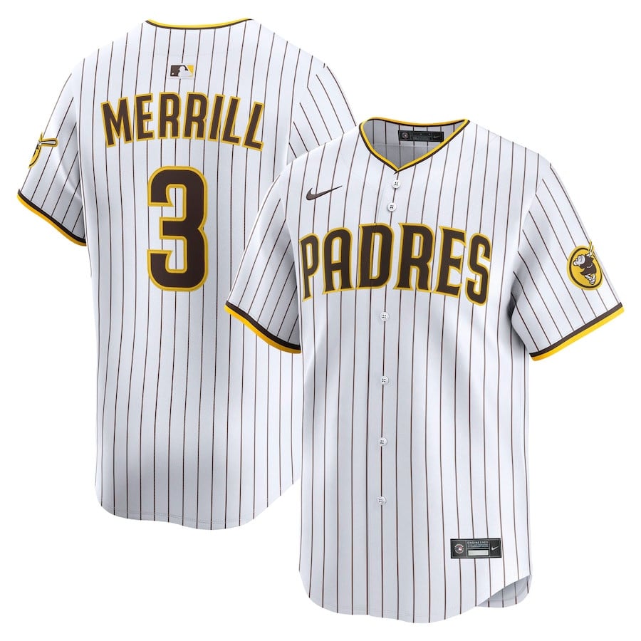 Jackson Merrill 3 San Diego Padres Alternate Limited Player White MLB Jersey Men's
