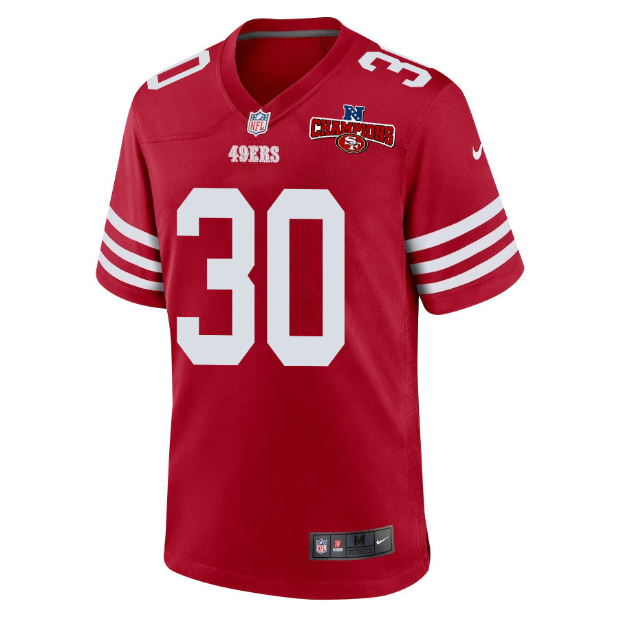 George Odum 30 San Francisco 49ers NFC Champions Patch Game Scarlet NFL Jersey Men's