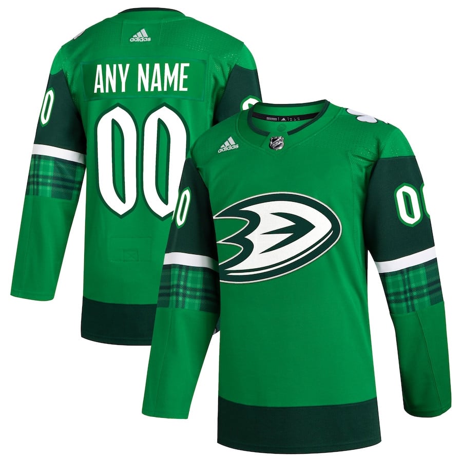 Anaheim Ducks St. Patrick's Day Custom Kelly Green NHL Jersey Men's