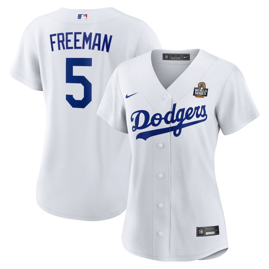 Freddie Freeman 5 Los Angeles Dodgers 2024 World Series Home White MLB Jersey Women's