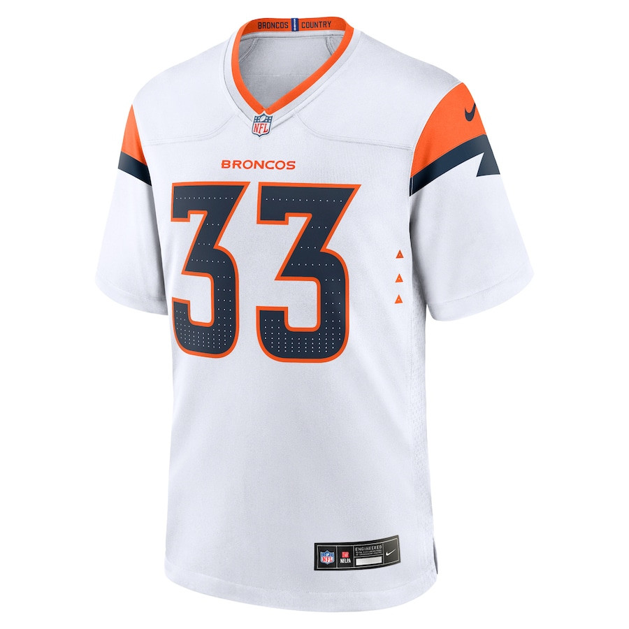 Javonte Williams 33 Denver Broncos Game White NFL Jersey Men's