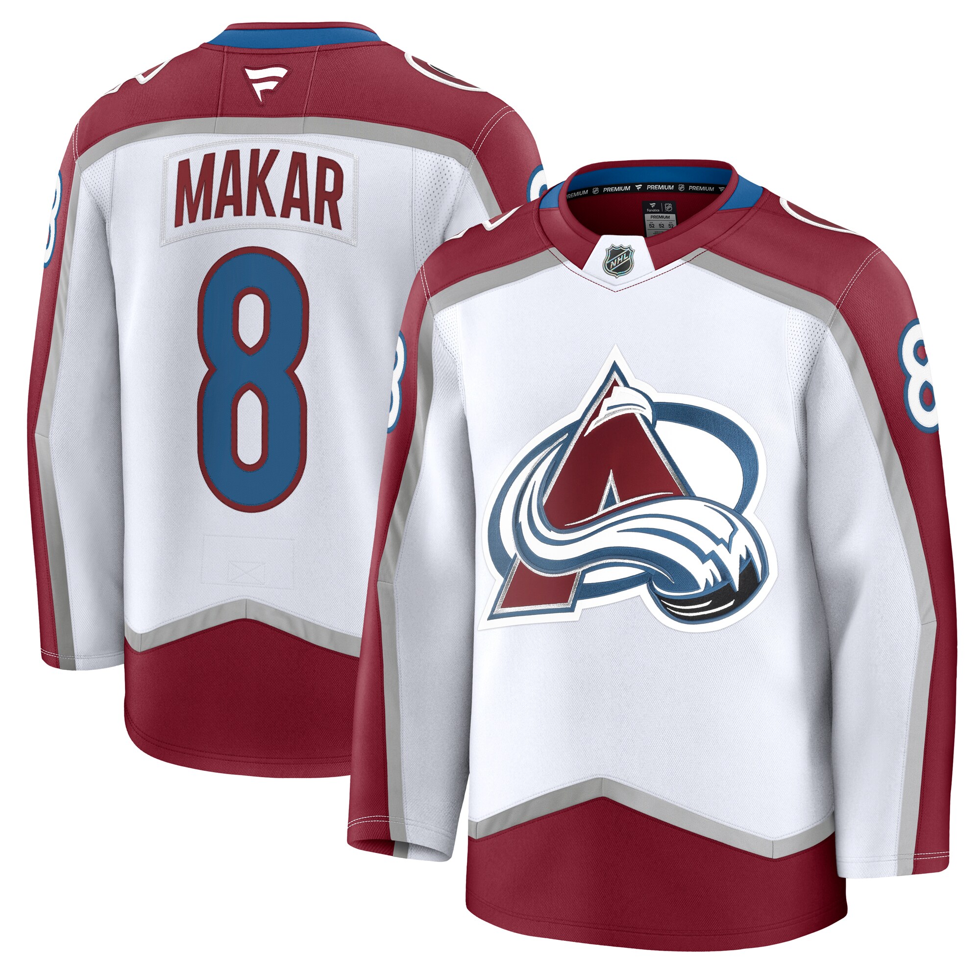 Colorado Avalanche Cale Makar White Away Premium NHL Jersey Men's