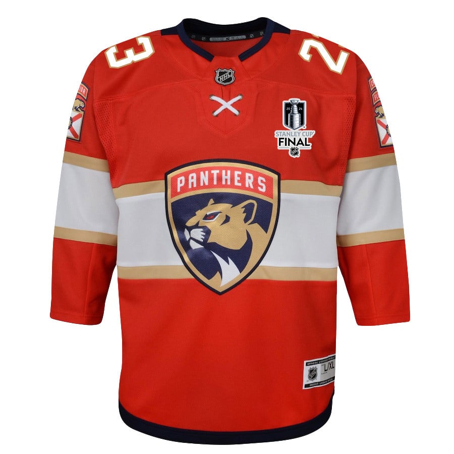 Carter Verhaeghe 23 Florida Panthers 2024 STANLEY CUP Final Home Breakaway Red NHL Jersey Youth