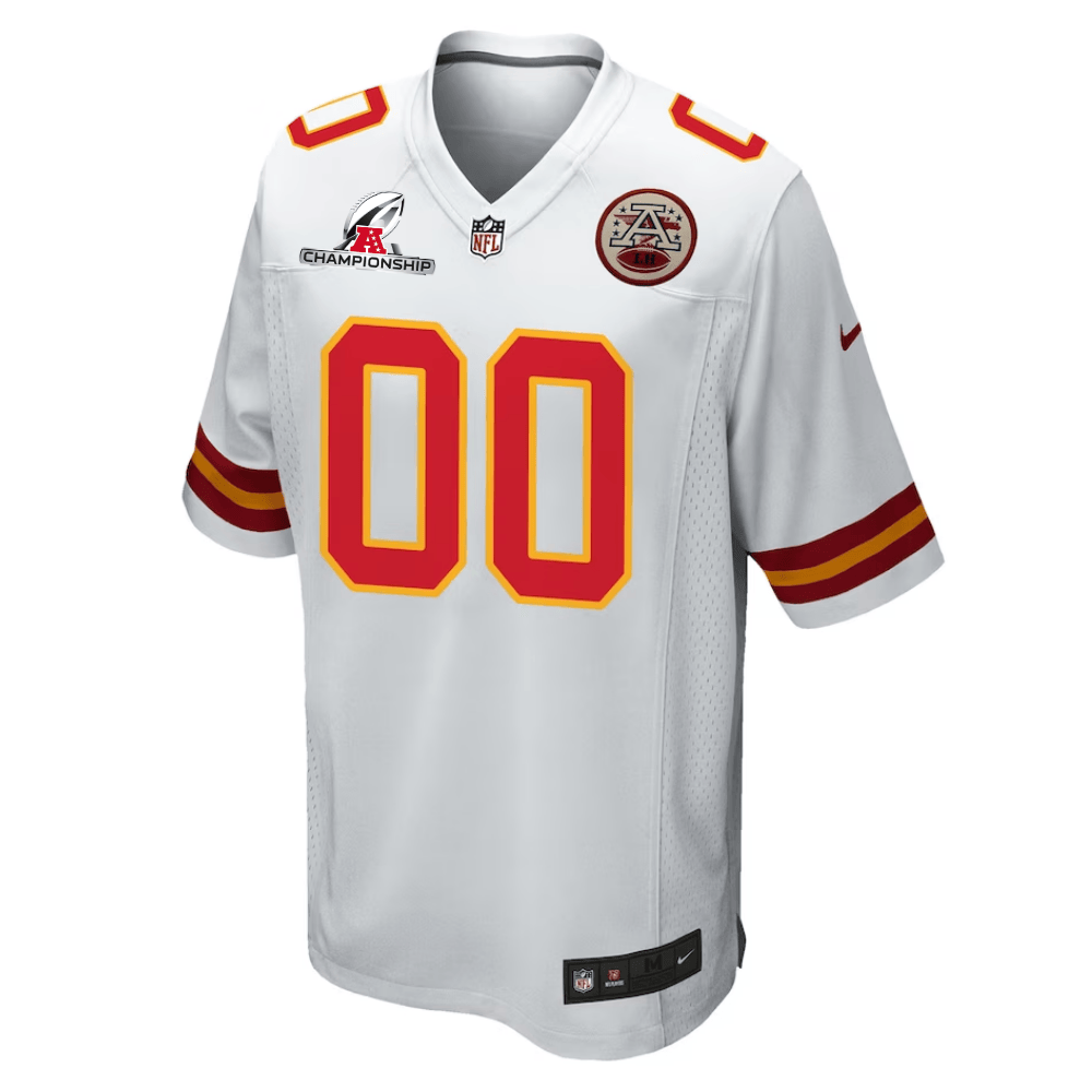 Kansas City Chiefs AFC Championship Patch Game Custom White NFL Jersey Men's