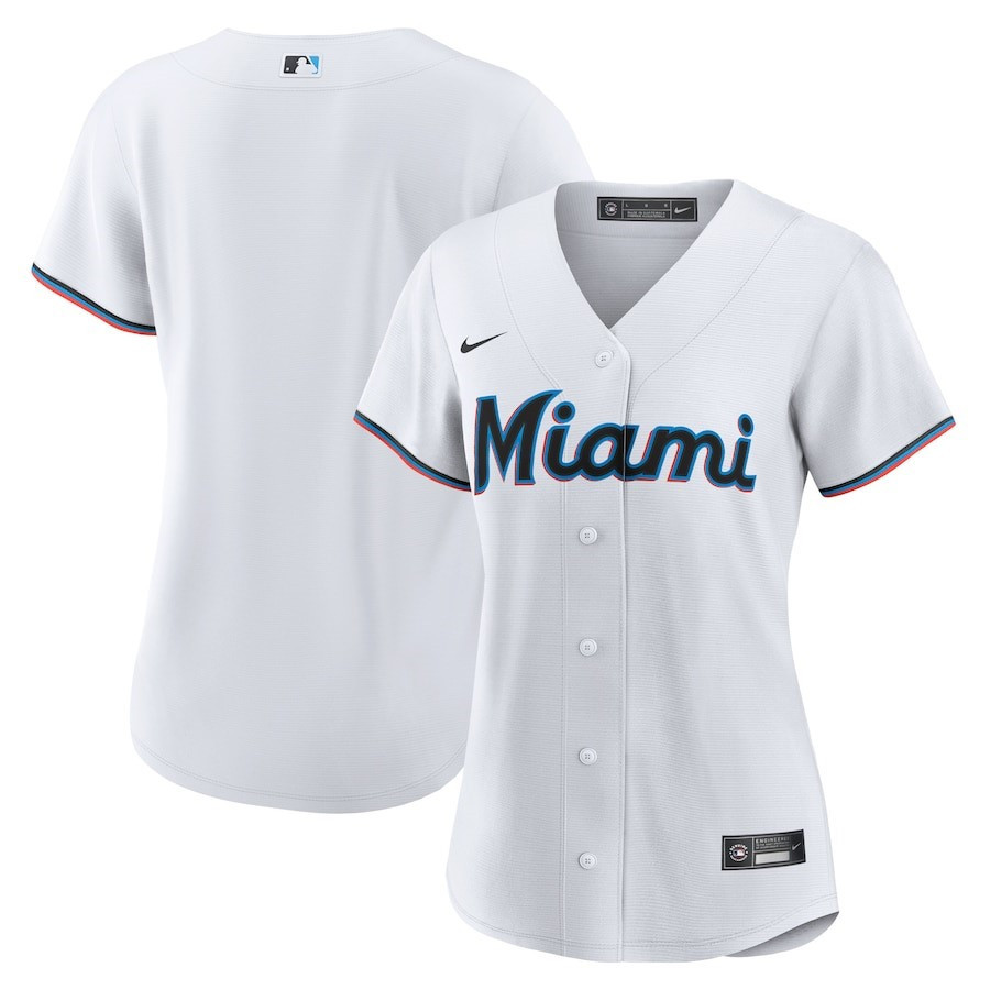 Miami Marlins Home Blank White MLB Jersey Women's