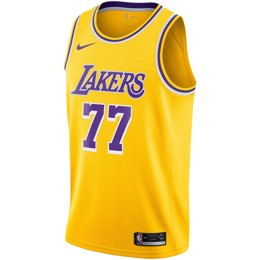 Luka Doncic 77 Los Angeles Lakers 2024/25 Swingman Player Icon Edition Gold NBA Jersey Youth